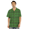 St. Patrick's Day Green Tartan Print Men's Hawaiian Shirt-grizzshop