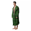 St. Patrick's Day Green Tartan Print Men's Robe-grizzshop