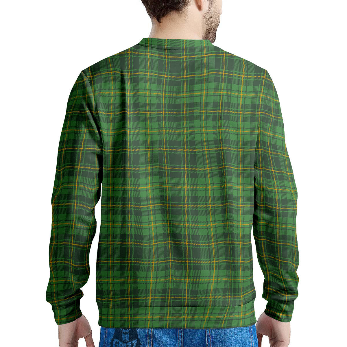 St. Patrick's Day Green Tartan Print Men's Sweatshirt-grizzshop