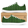 St. Patrick's Day Green Tartan Print White Low Top Sneakers-grizzshop