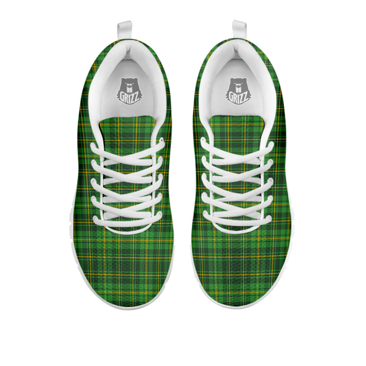 St. Patrick's Day Green Tartan Print White Sneaker-grizzshop