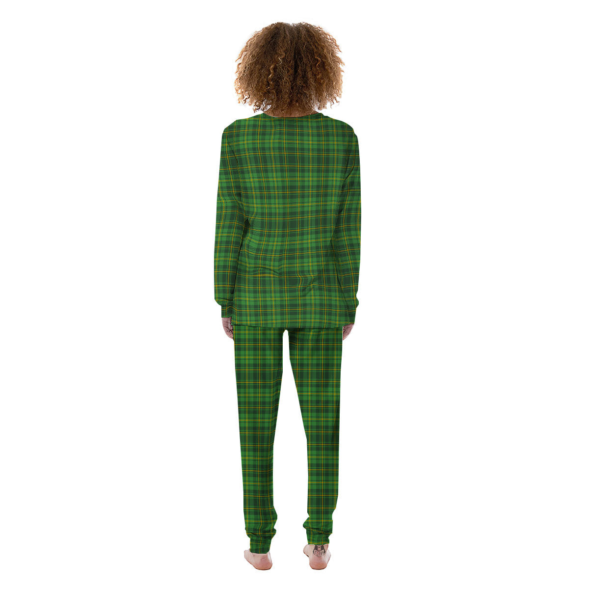 St. Patrick's Day Green Tartan Print Women's Pajamas-grizzshop