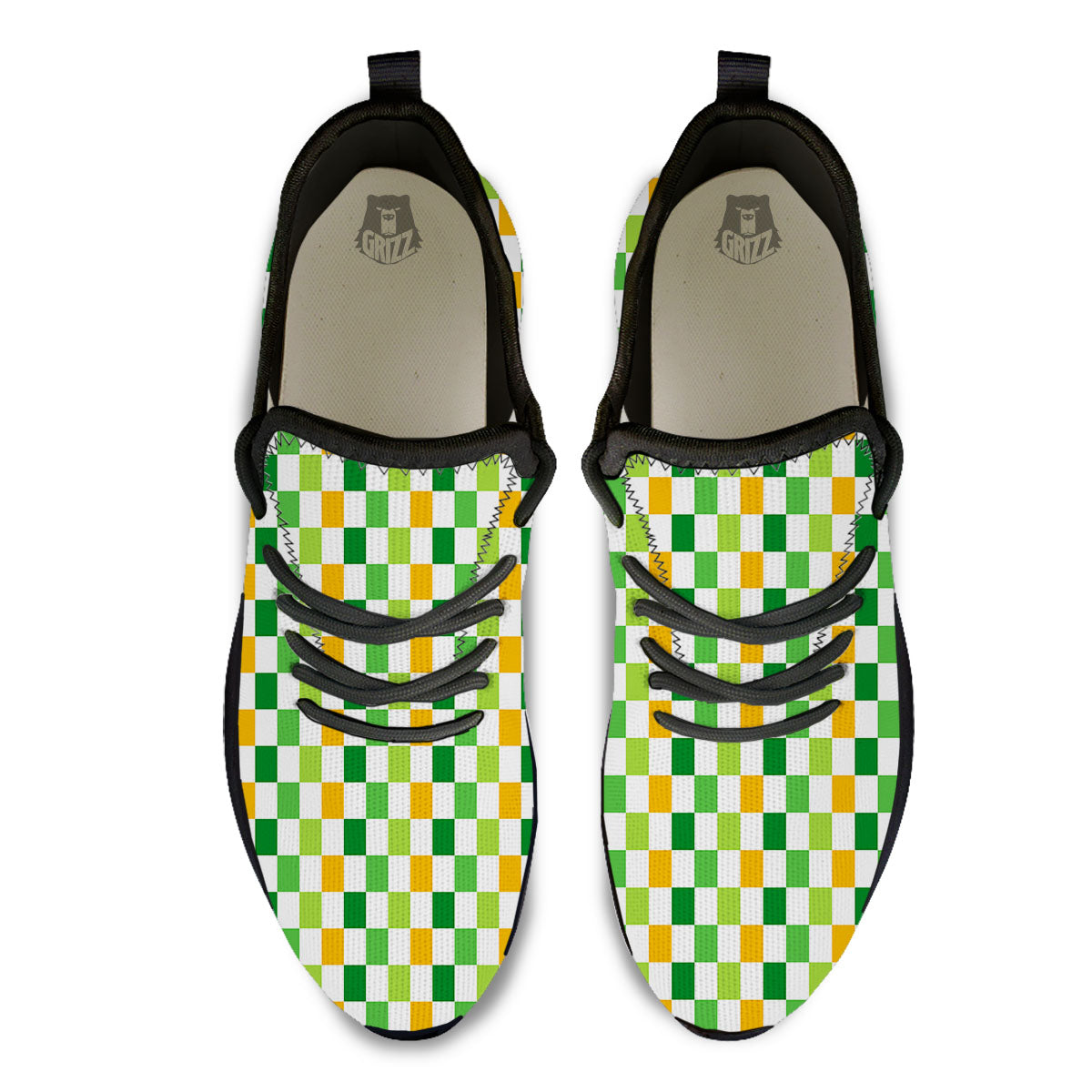 St. Patrick's Day Irish Checkered Print Black Athletic Shoes-grizzshop