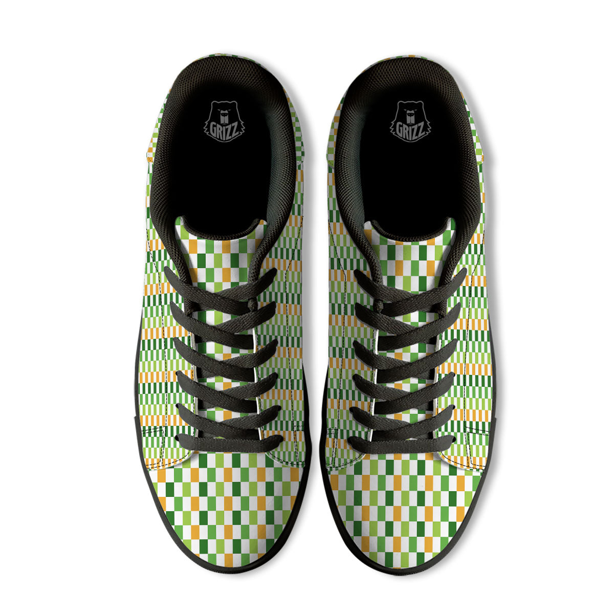 St. Patrick's Day Irish Checkered Print Black Low Top Sneakers-grizzshop