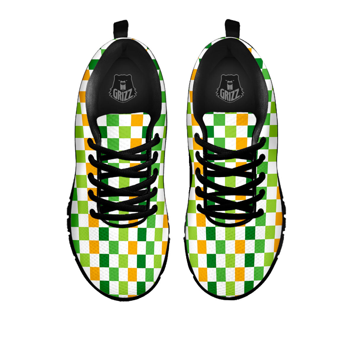 St. Patrick's Day Irish Checkered Print Black Sneaker-grizzshop