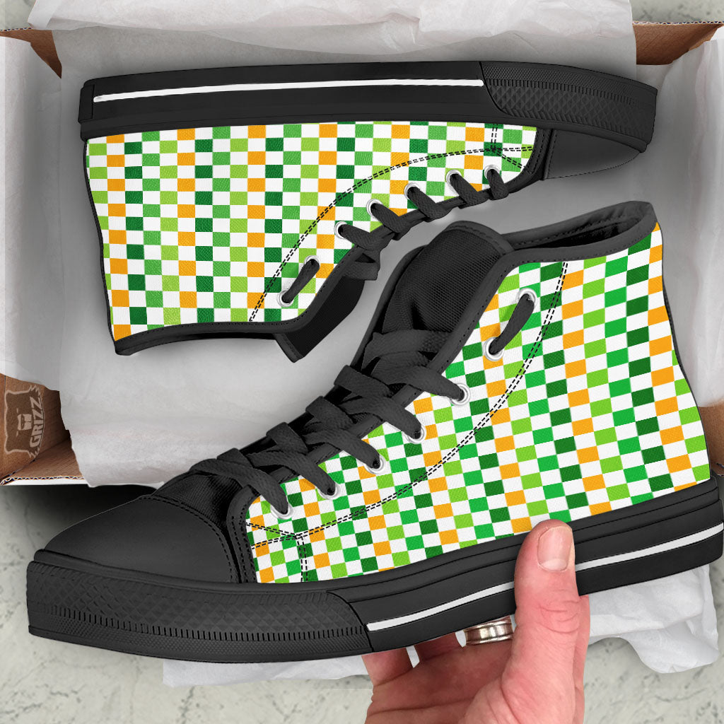 St. Patrick's Day Irish Checkered Print High Top Shoes-grizzshop