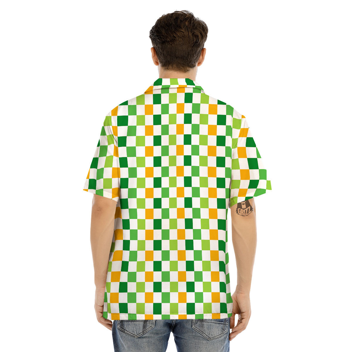 St. Patrick's Day Irish Checkered Print Men's Hawaiian Shirt-grizzshop