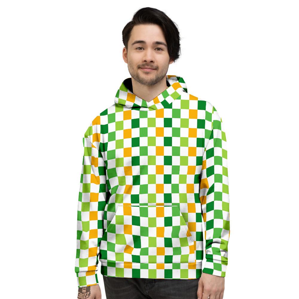 St. Patrick's Day Irish Checkered Print Men's Hoodie-grizzshop