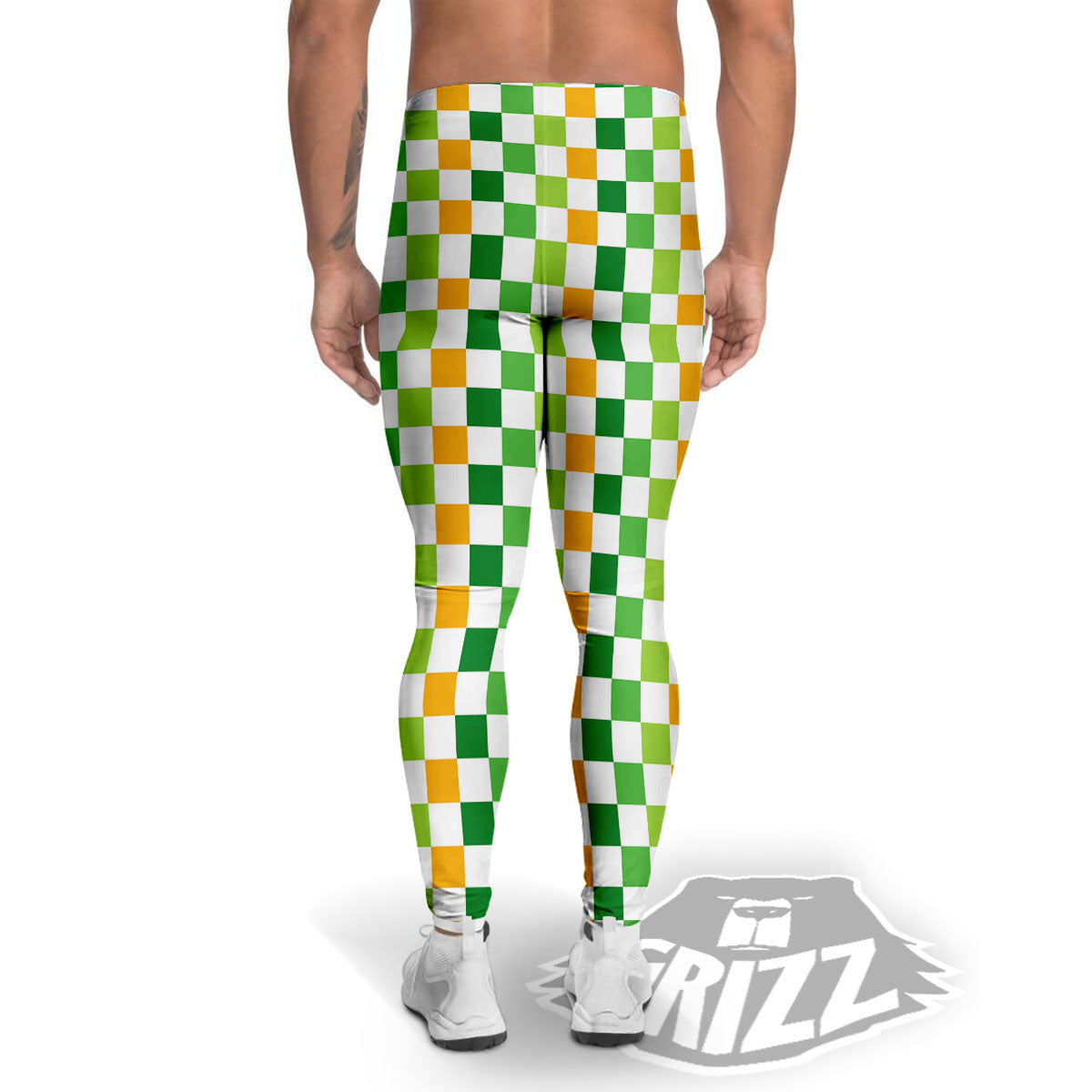 St. Patrick's Day Irish Checkered Print Men's Leggings-grizzshop