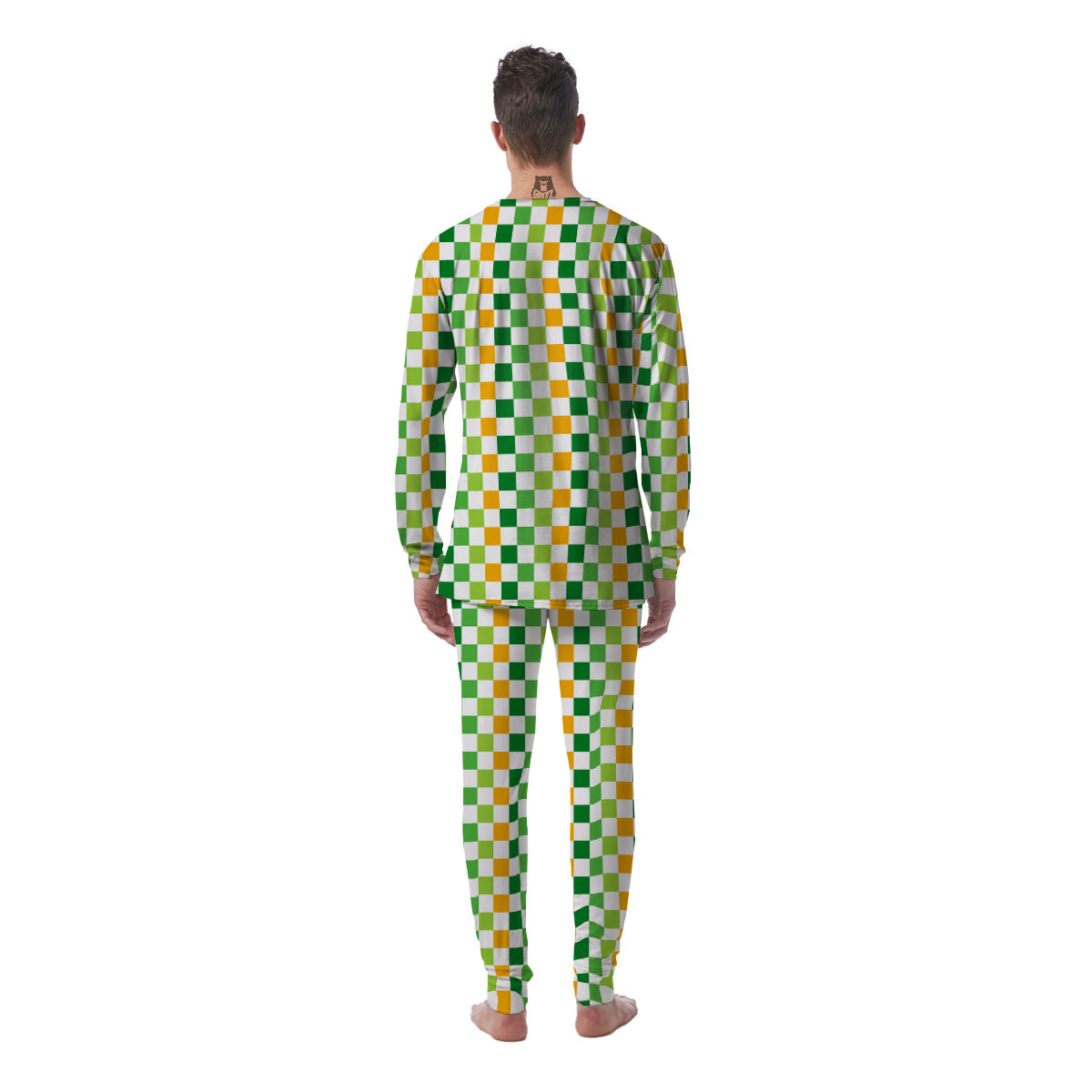 St. Patrick's Day Irish Checkered Print Men's Pajamas-grizzshop