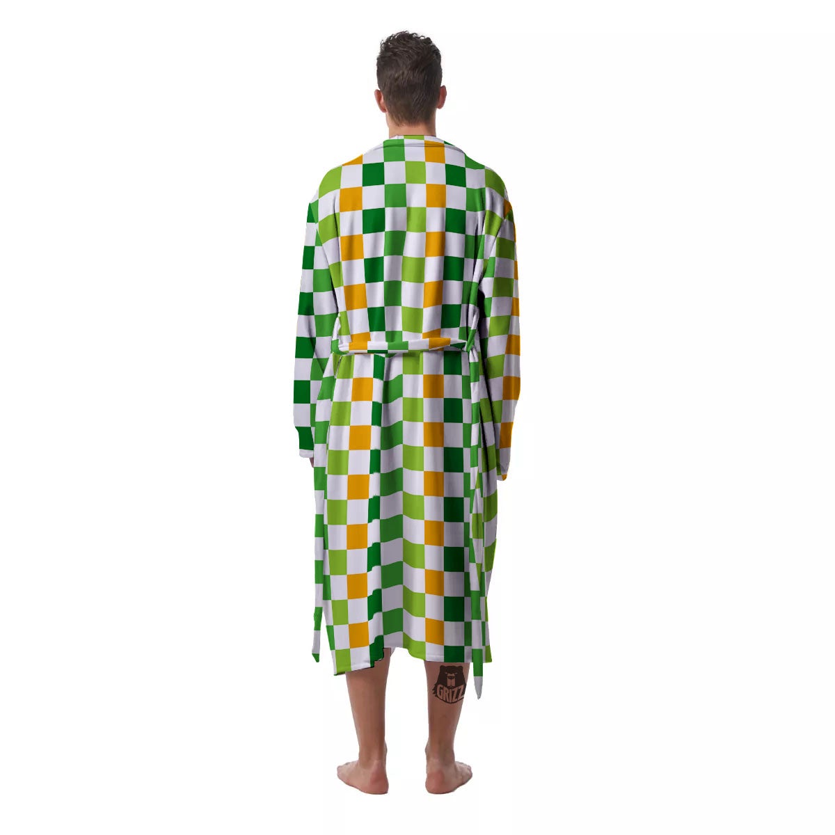 St. Patrick's Day Irish Checkered Print Men's Robe-grizzshop