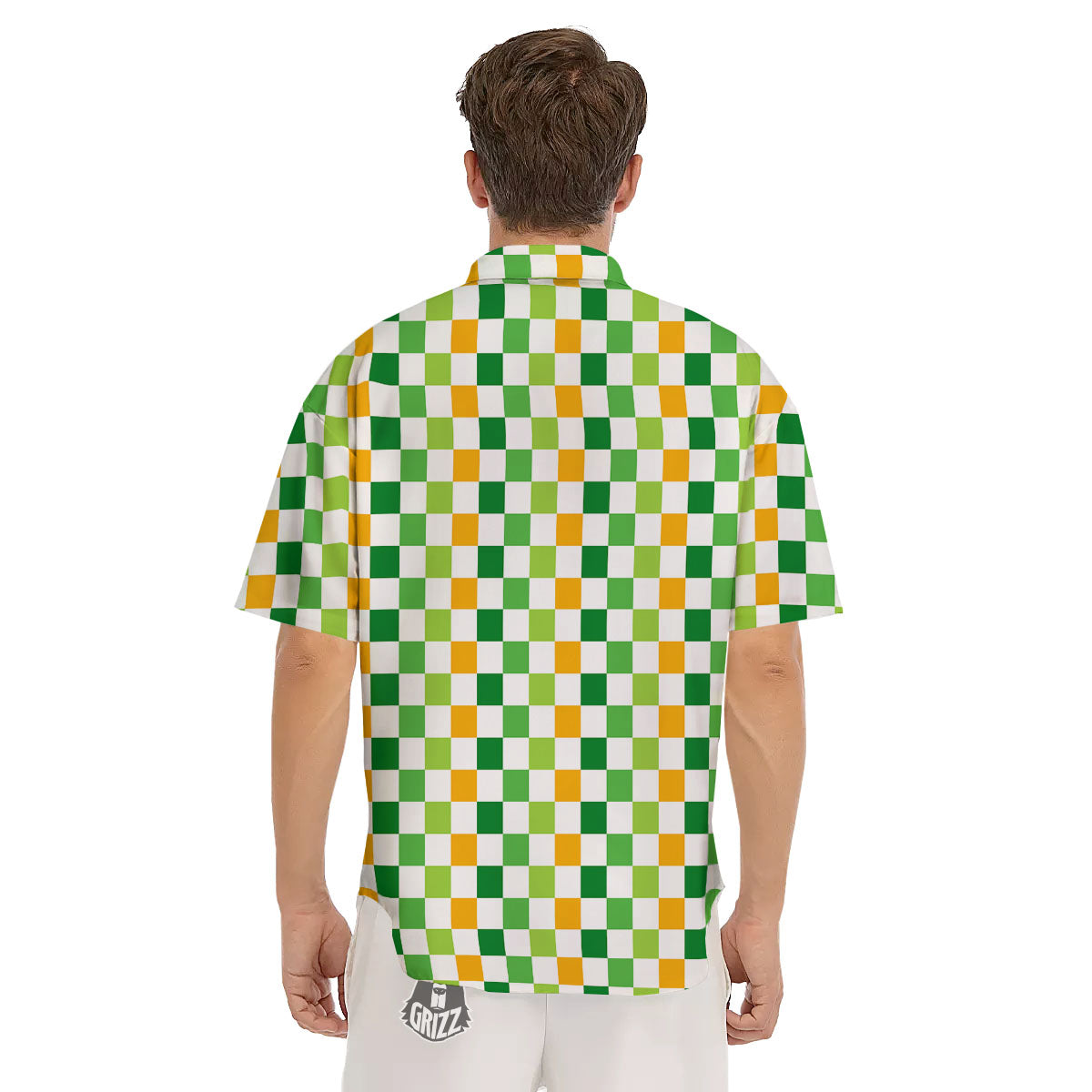 St. Patrick's Day Irish Checkered Print Men's Short Sleeve Shirts-grizzshop