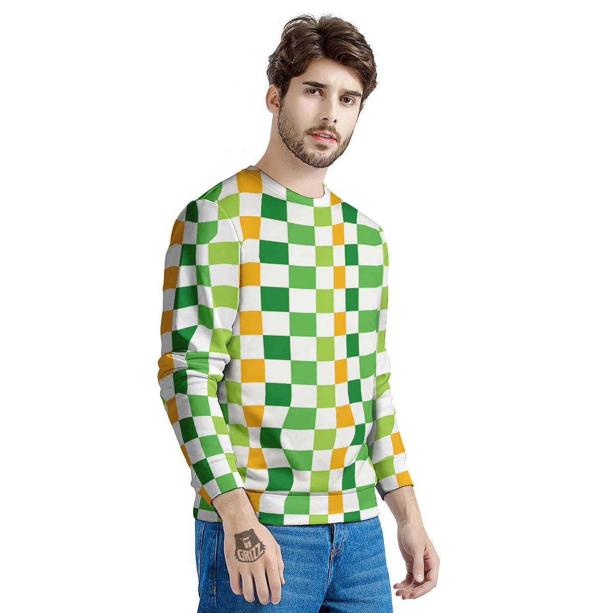 St. Patrick's Day Irish Checkered Print Men's Sweatshirt-grizzshop