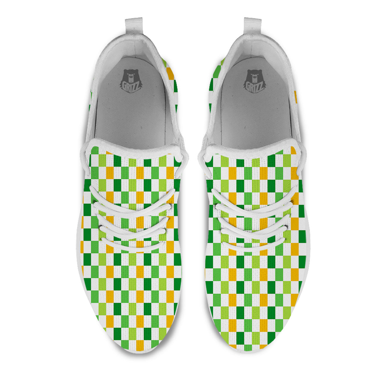 St. Patrick's Day Irish Checkered Print White Athletic Shoes-grizzshop