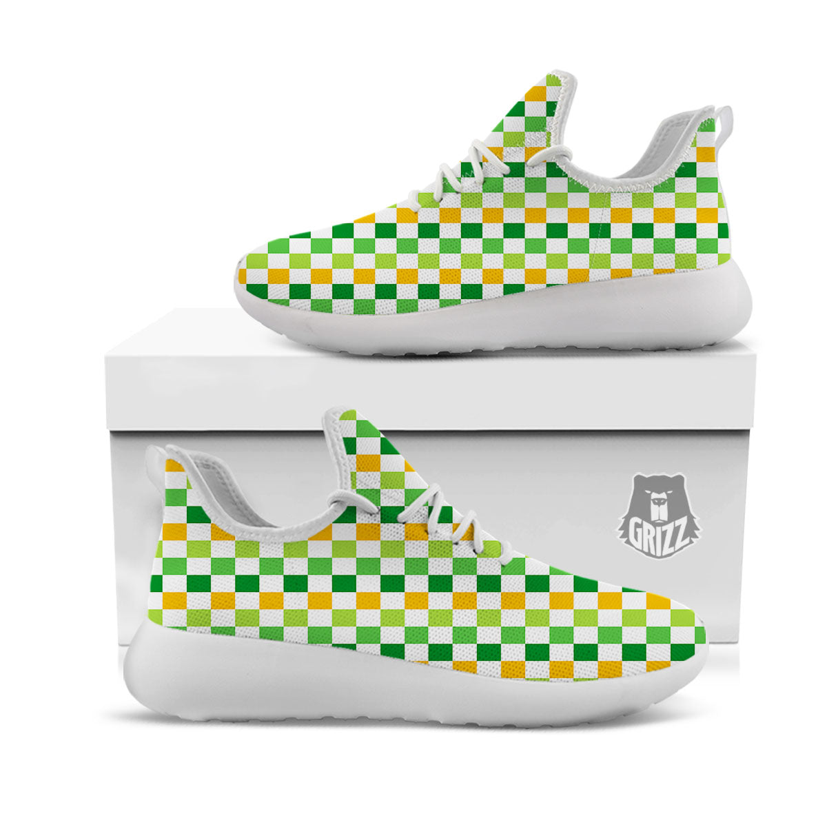 St. Patrick's Day Irish Checkered Print White Athletic Shoes-grizzshop