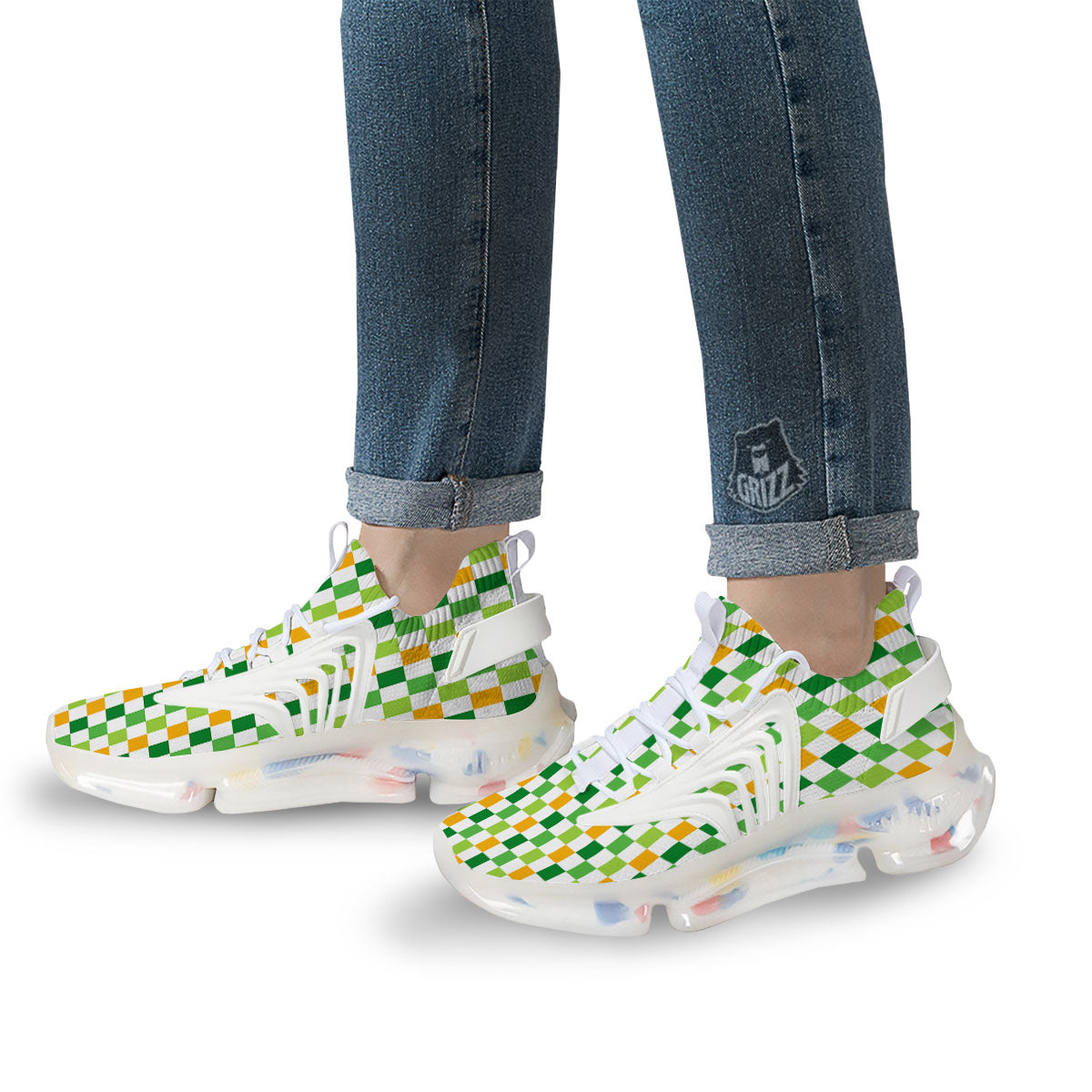 St. Patrick's Day Irish Checkered Print White Gym Shoes-grizzshop