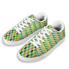 St. Patrick's Day Irish Checkered Print White Low Top Sneakers-grizzshop