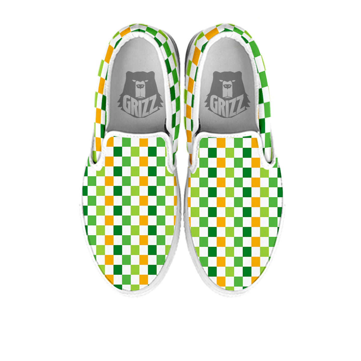 St. Patrick's Day Irish Checkered Print White Slip On Shoes-grizzshop