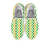 St. Patrick's Day Irish Checkered Print White Slip On Shoes-grizzshop