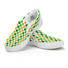 St. Patrick's Day Irish Checkered Print White Slip On Shoes-grizzshop