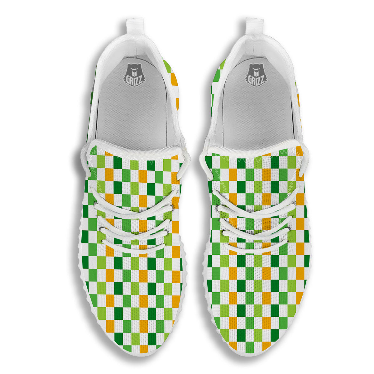 St. Patrick's Day Irish Checkered Print White Walking Shoes-grizzshop