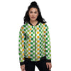 St. Patrick's Day Irish Checkered Print Women's Bomber Jacket-grizzshop