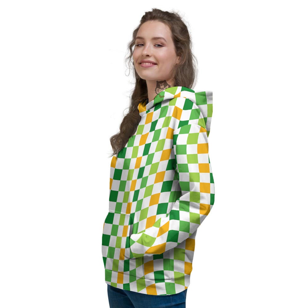 St. Patrick's Day Irish Checkered Print Women's Hoodie-grizzshop