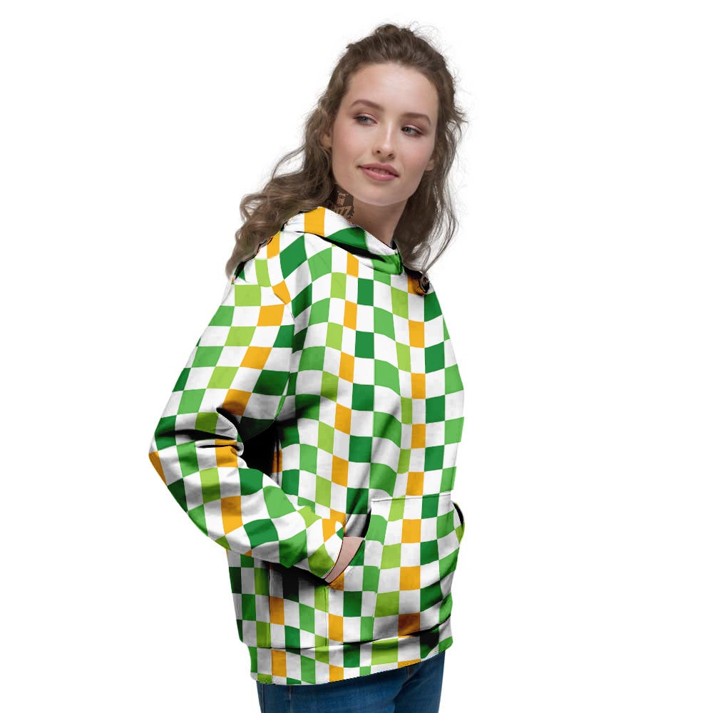 St. Patrick's Day Irish Checkered Print Women's Hoodie-grizzshop