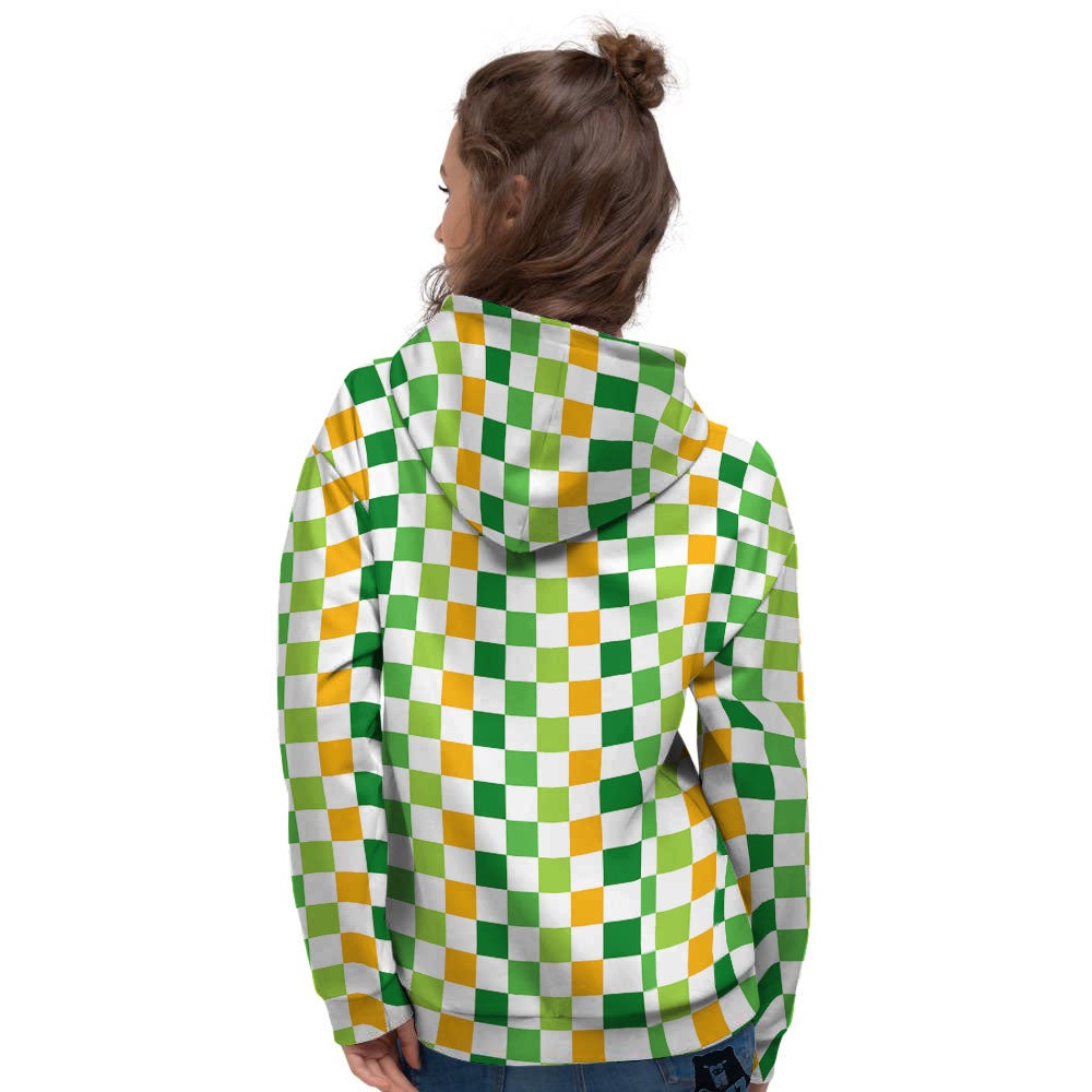 St. Patrick's Day Irish Checkered Print Women's Hoodie-grizzshop