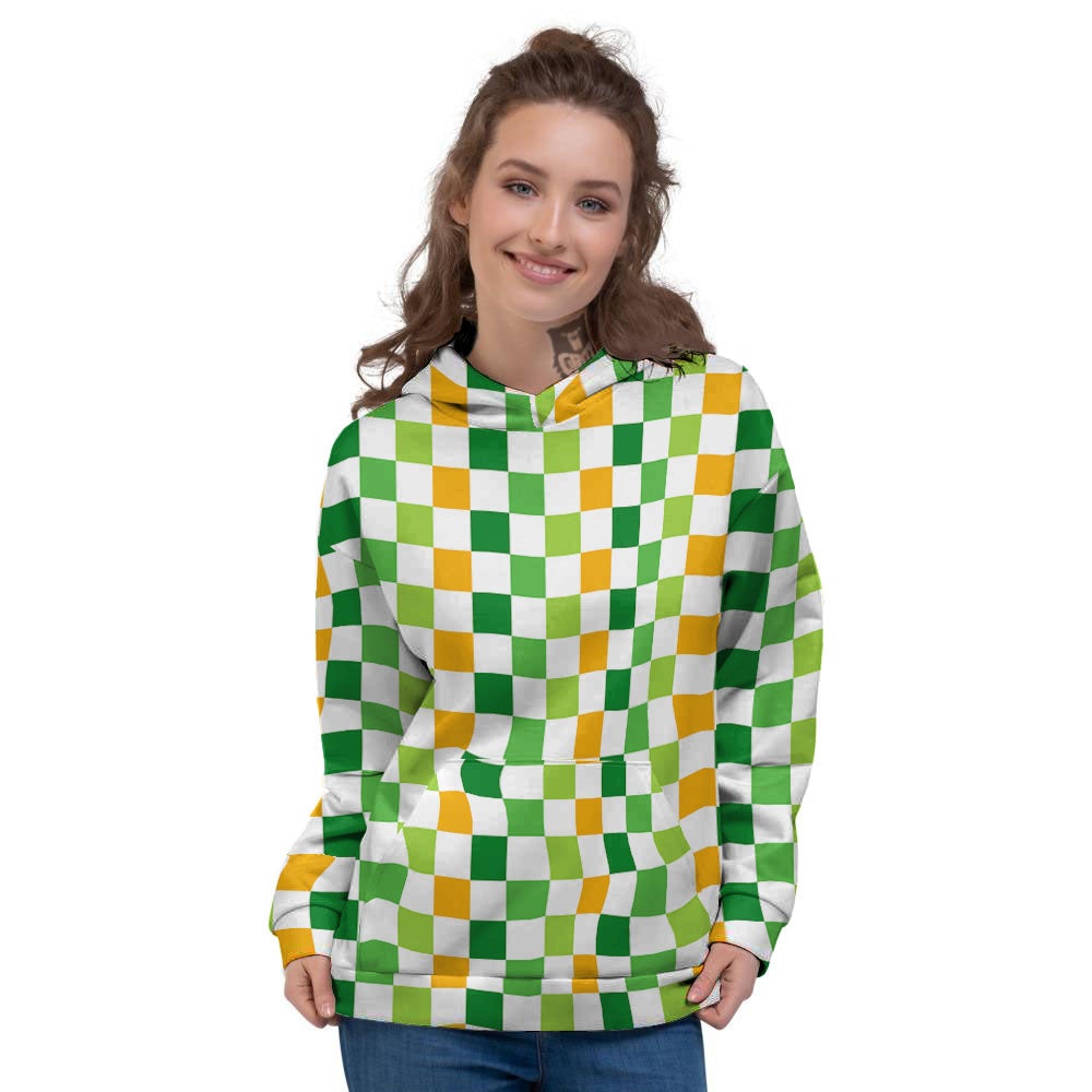 St. Patrick's Day Irish Checkered Print Women's Hoodie-grizzshop