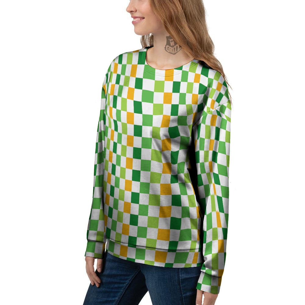 St. Patrick's Day Irish Checkered Print Women's Sweatshirt-grizzshop