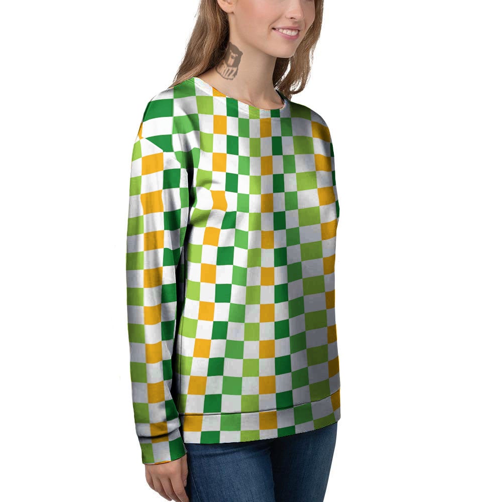 St. Patrick's Day Irish Checkered Print Women's Sweatshirt-grizzshop