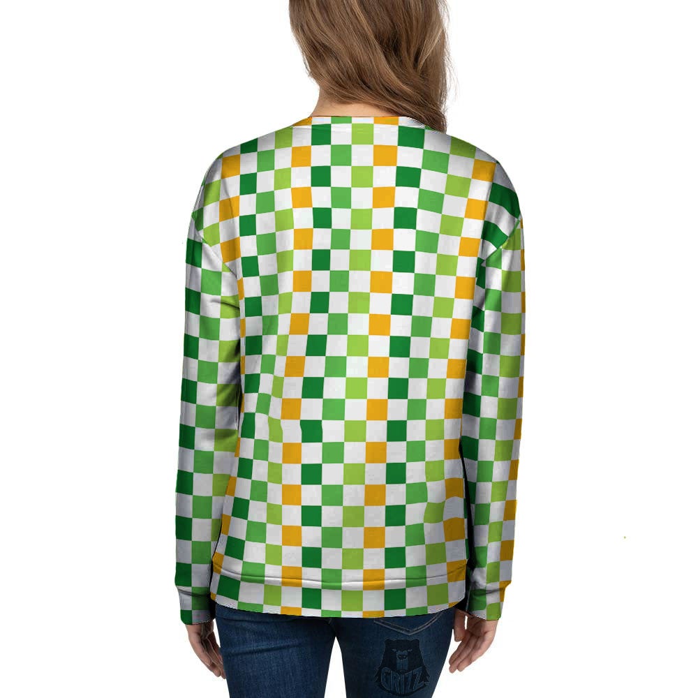 St. Patrick's Day Irish Checkered Print Women's Sweatshirt-grizzshop