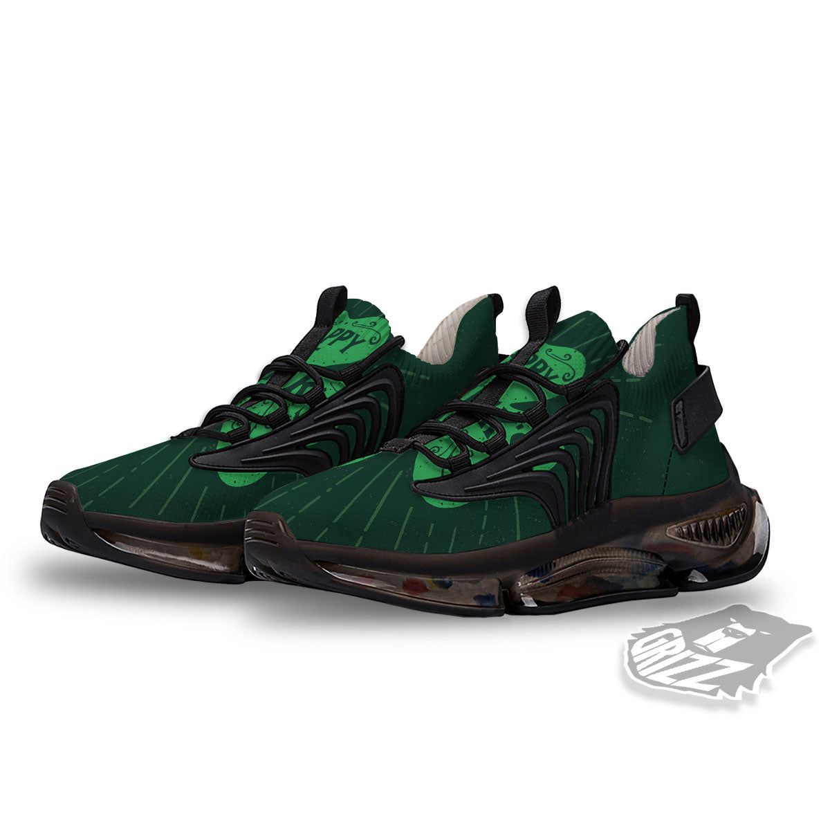 St. Patrick's Day Irish Clover Print Black Gym Shoes-grizzshop