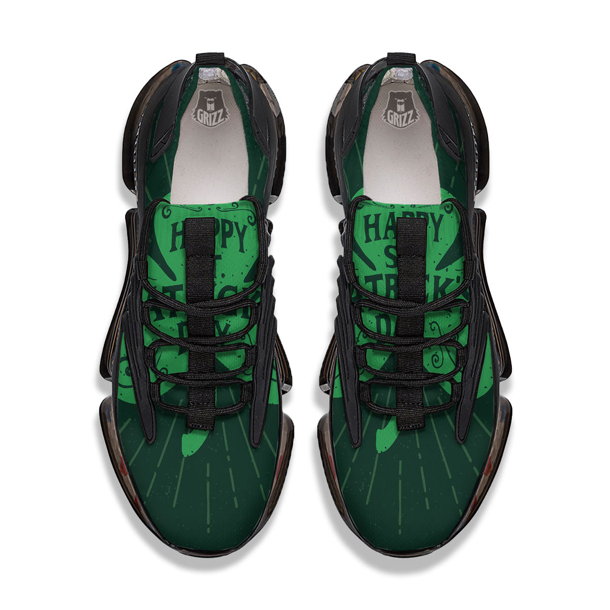 St. Patrick's Day Irish Clover Print Black Gym Shoes-grizzshop