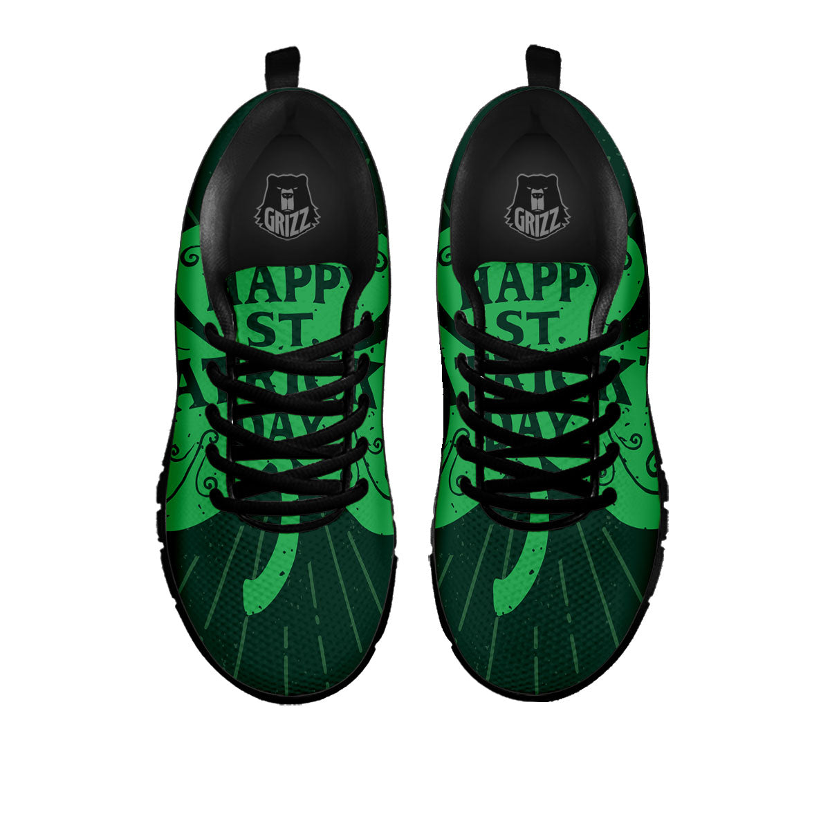 St. Patrick's Day Irish Clover Print Black Sneaker-grizzshop