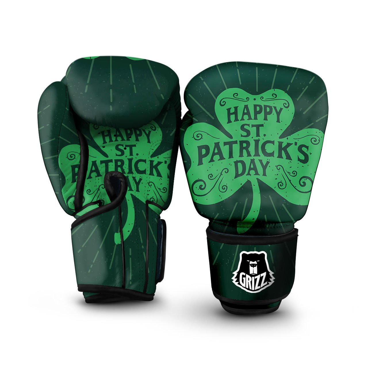 St. Patrick's Day Irish Clover Print Boxing Gloves-grizzshop