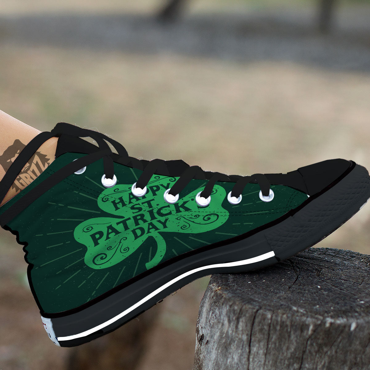 St. Patrick's Day Irish Clover Print High Top Shoes-grizzshop