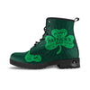 St. Patrick's Day Irish Clover Print Leather Boots-grizzshop