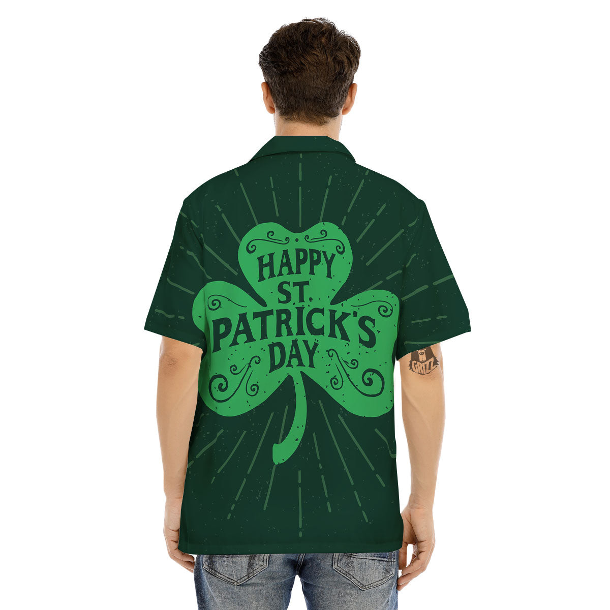 St. Patrick's Day Irish Clover Print Men's Hawaiian Shirt-grizzshop