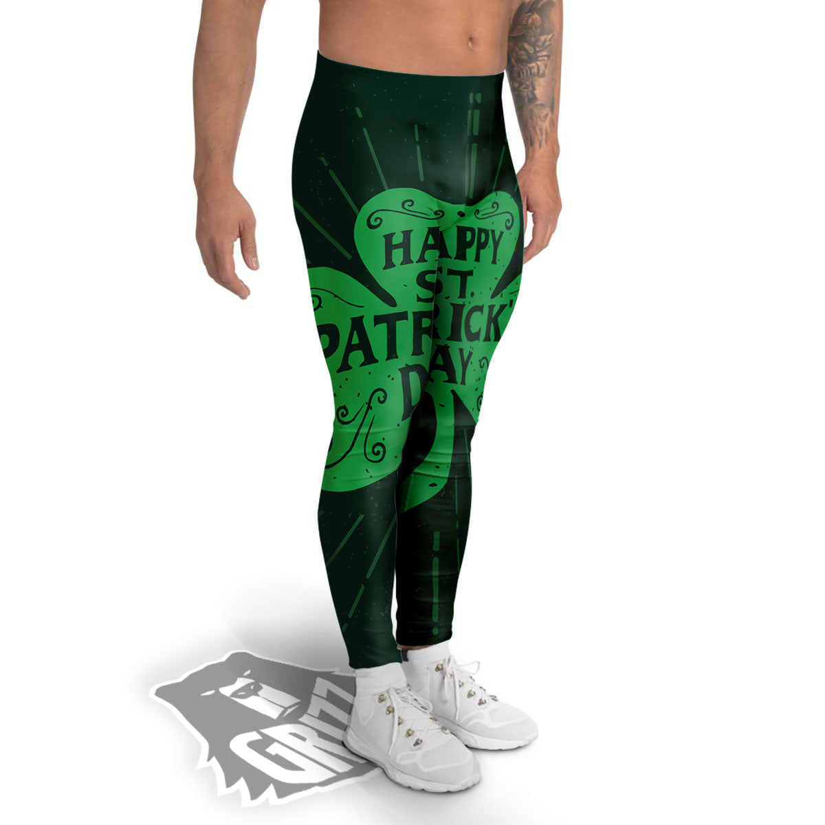 St. Patrick's Day Irish Clover Print Men's Leggings-grizzshop