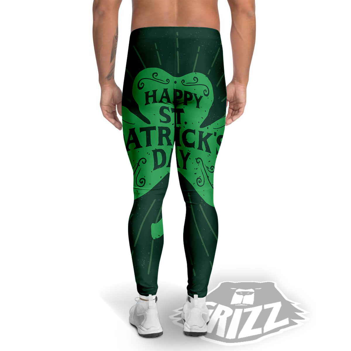 St. Patrick's Day Irish Clover Print Men's Leggings-grizzshop