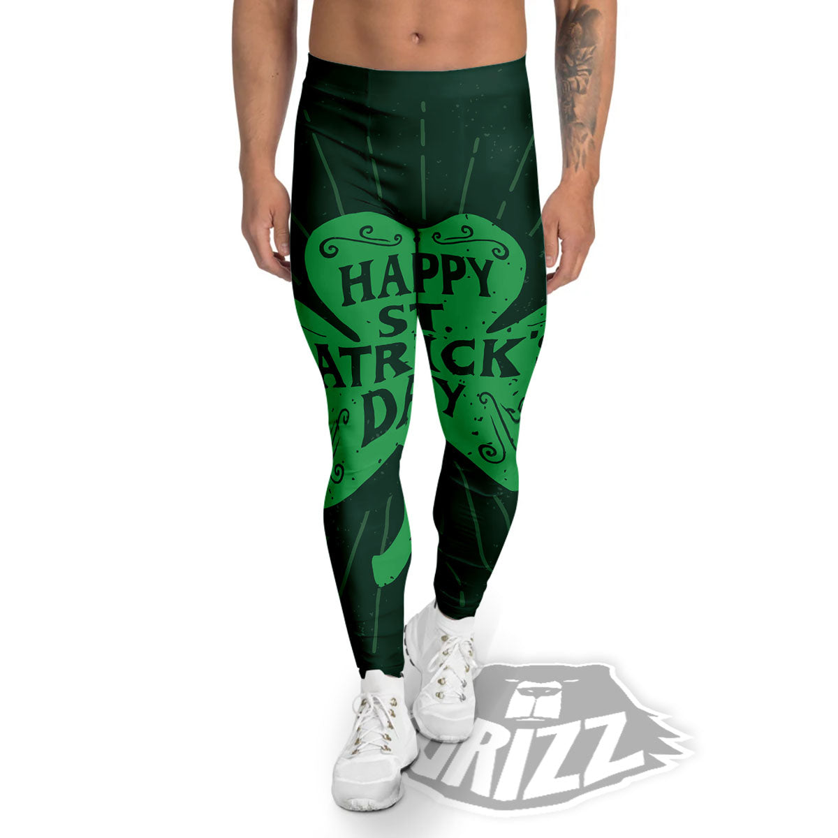 St. Patrick's Day Irish Clover Print Men's Leggings-grizzshop