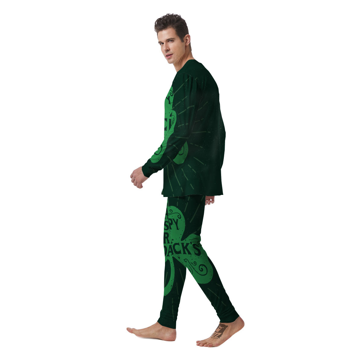 St. Patrick's Day Irish Clover Print Men's Pajamas-grizzshop