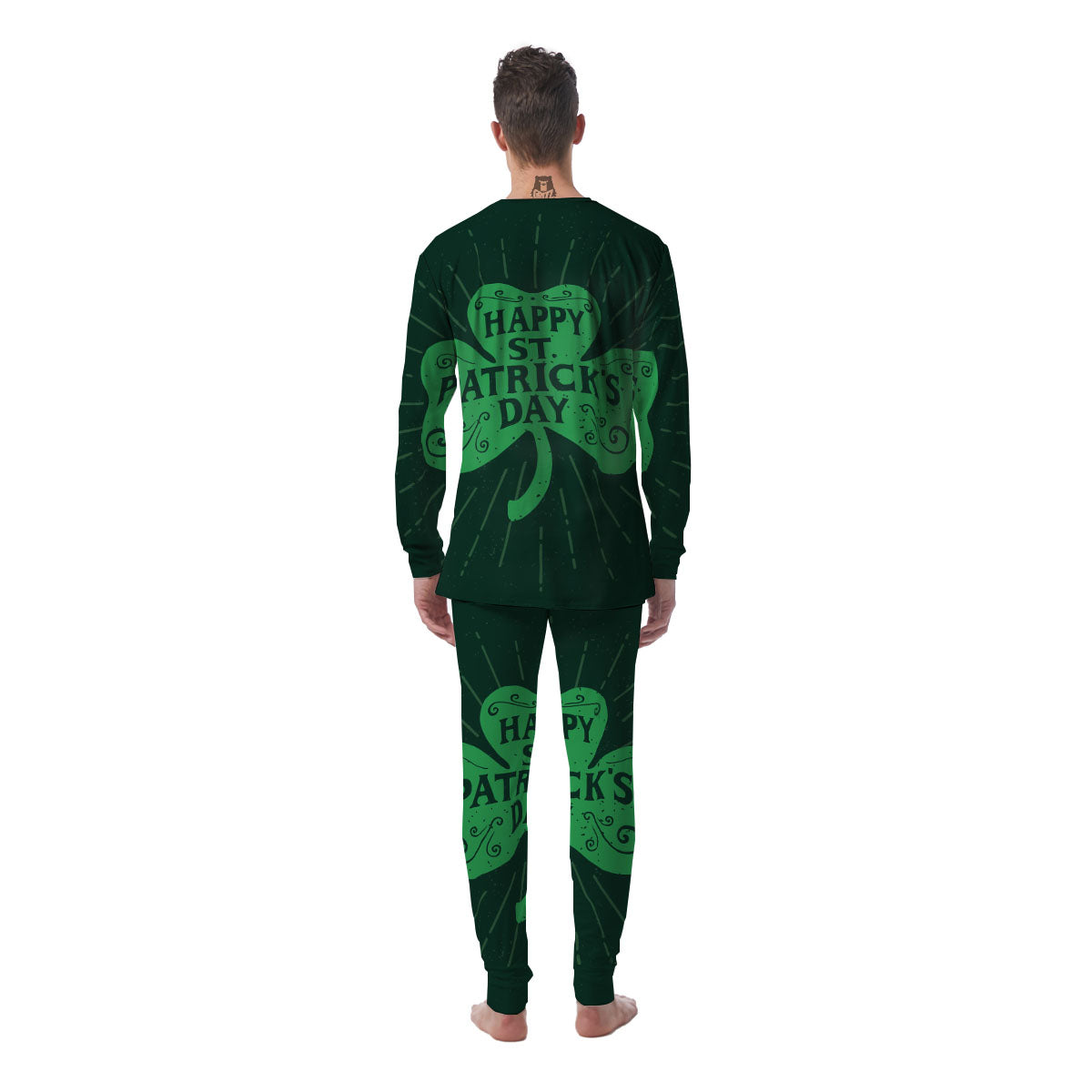 St. Patrick's Day Irish Clover Print Men's Pajamas-grizzshop