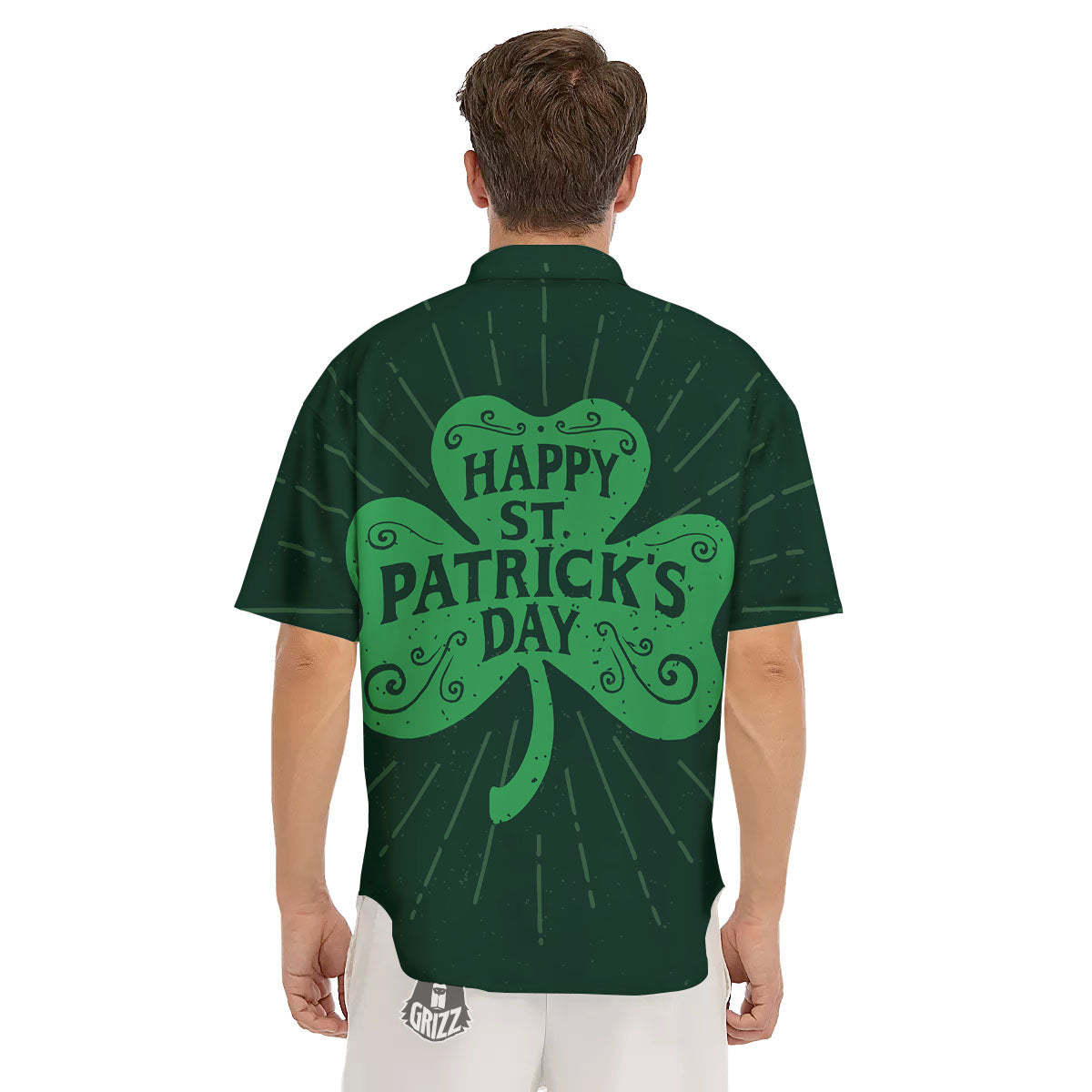 St. Patrick's Day Irish Clover Print Men's Short Sleeve Shirts-grizzshop