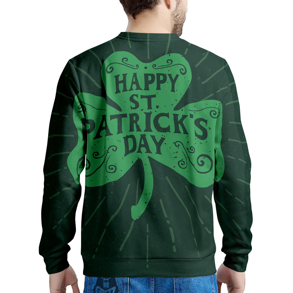 St. Patrick's Day Irish Clover Print Men's Sweatshirt-grizzshop