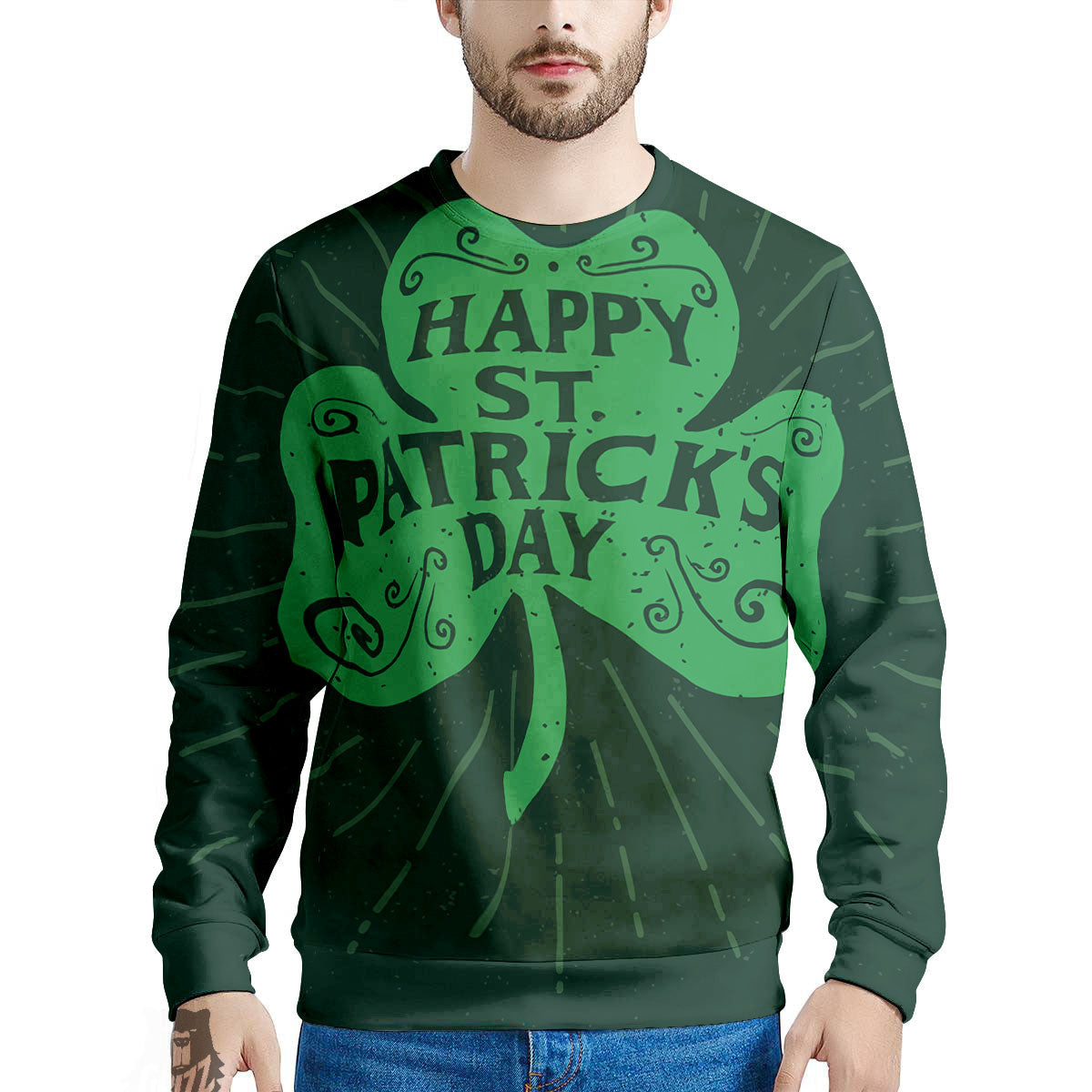 St. Patrick's Day Irish Clover Print Men's Sweatshirt-grizzshop