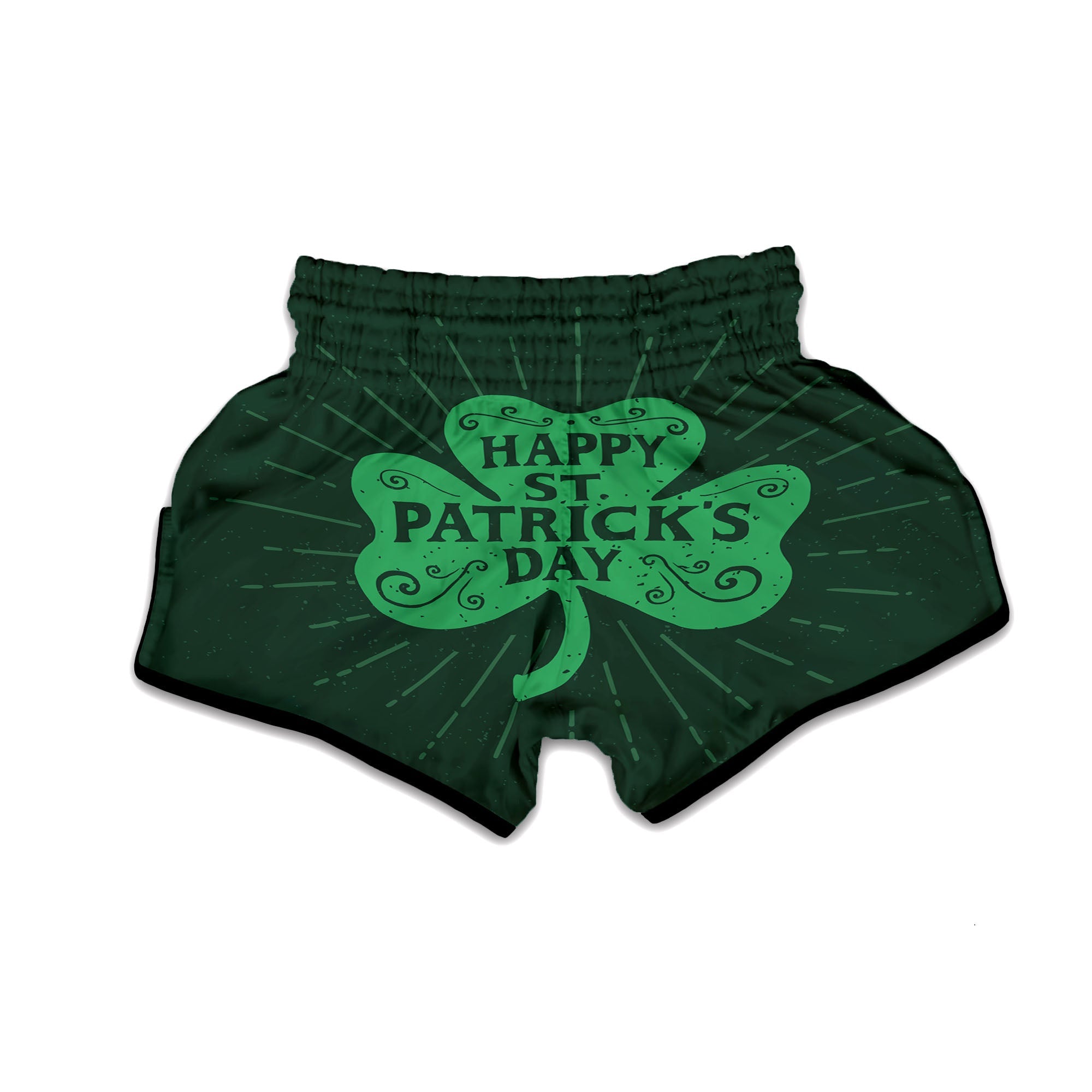 St. Patrick's Day Irish Clover Print Muay Thai Boxing Shorts-grizzshop