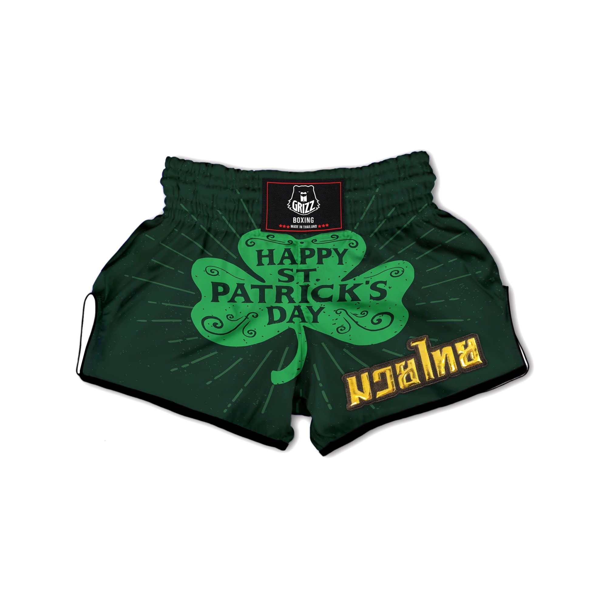 St. Patrick's Day Irish Clover Print Muay Thai Boxing Shorts-grizzshop